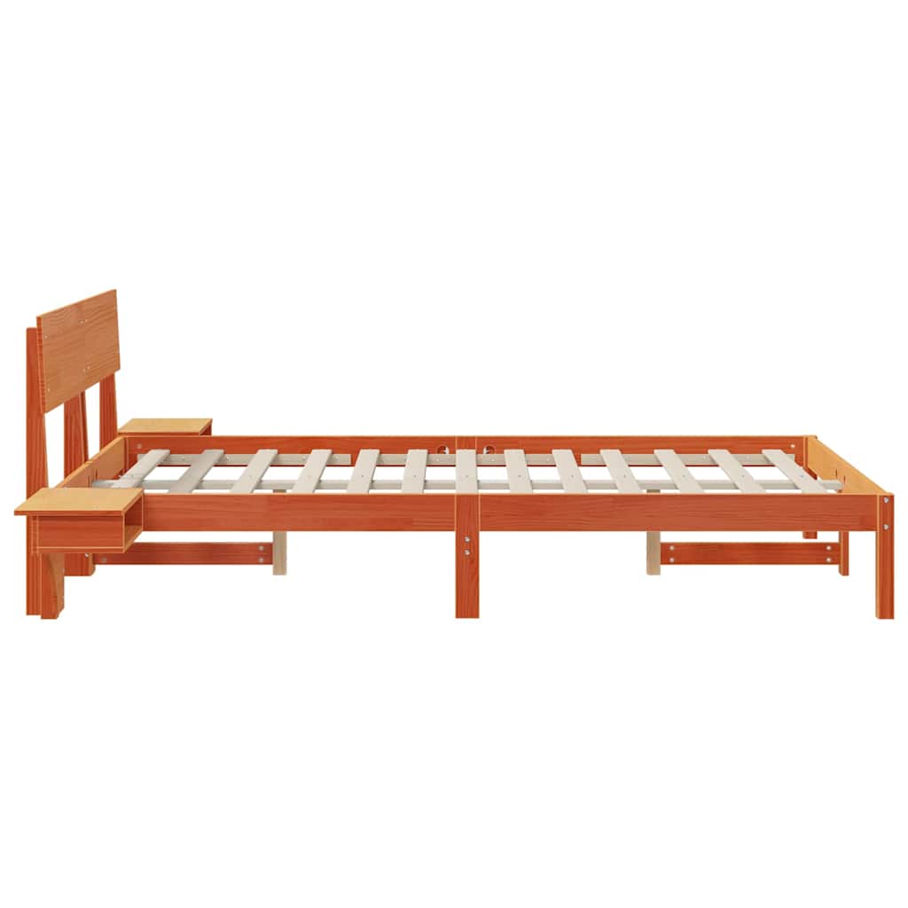 Cadre de lit avec tête de lit Brun cire 135 x 190 cm Pin massif - XIOS