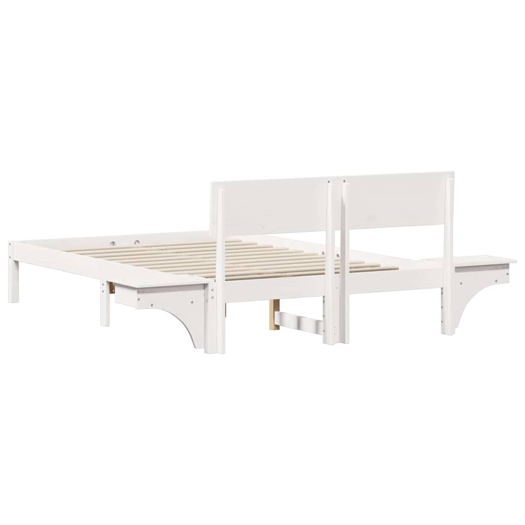 Cadre de lit avec tables de chevet Blanc Bois massif en pin - XIOS