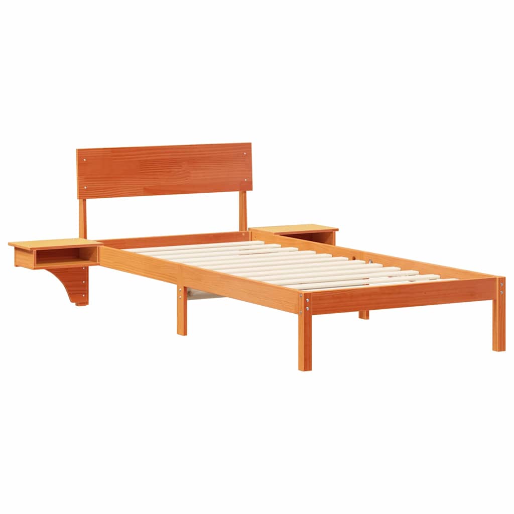 Cadre de lit avec tête de lit Brun cire 100 x 200 cm Pin massif - XIOS