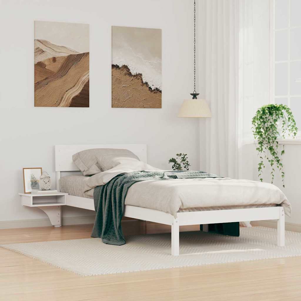 Cadre de lit avec tête de lit Blanc 90 x 200 cm Pin massif - XIOS