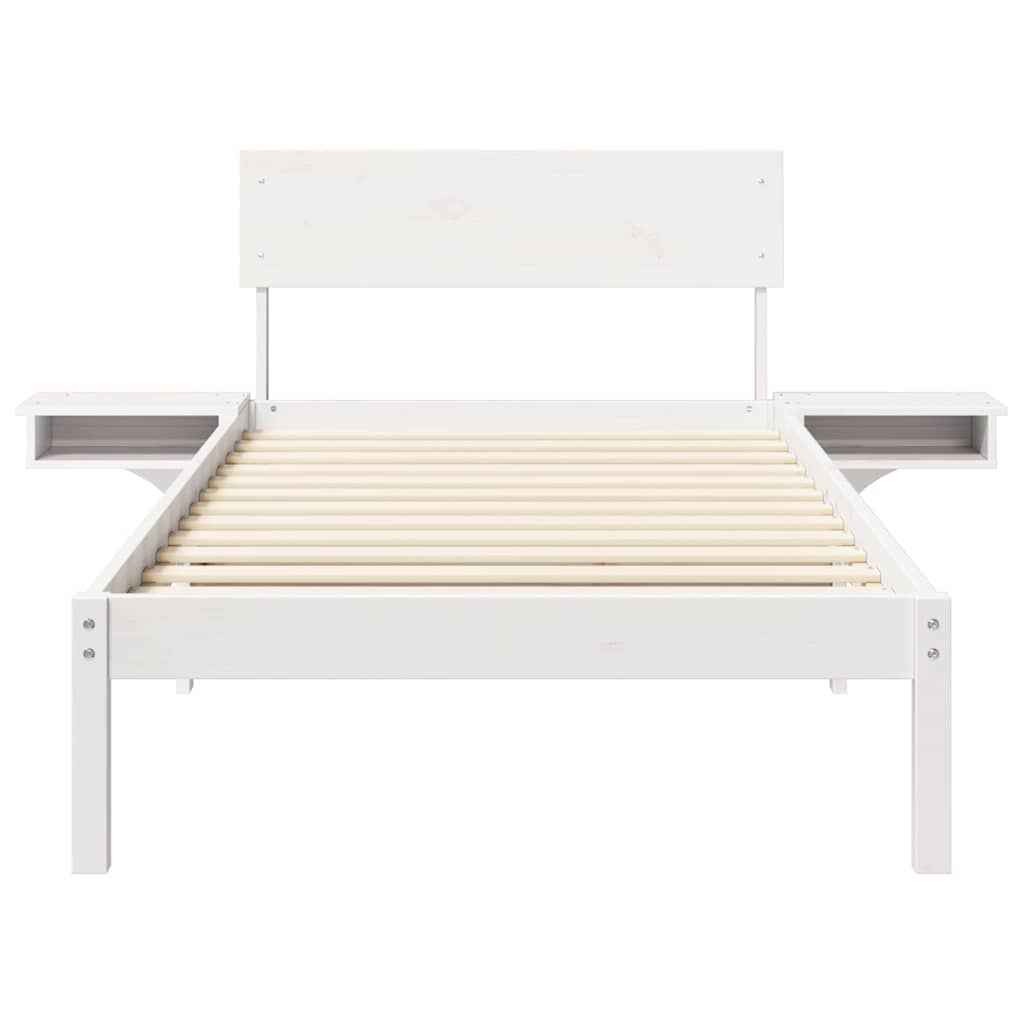 Cadre de lit avec tête de lit Blanc 90 x 200 cm Pin massif - XIOS