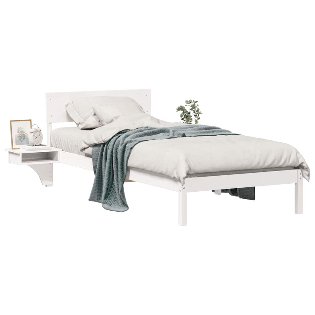 Cadre de lit avec tête de lit Blanc 90 x 200 cm Pin massif - XIOS