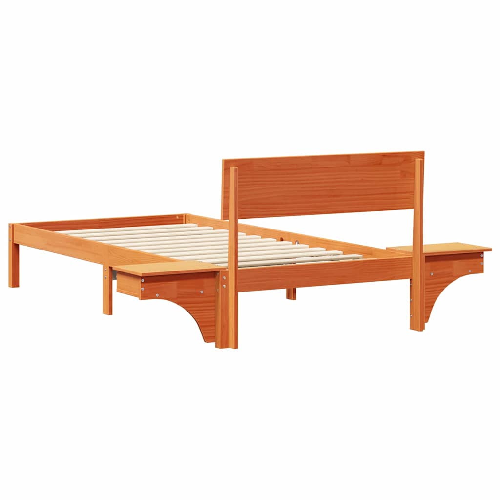 Cadre de lit avec tête de lit Brun cire 90 x 200 cm Pin massif - XIOS