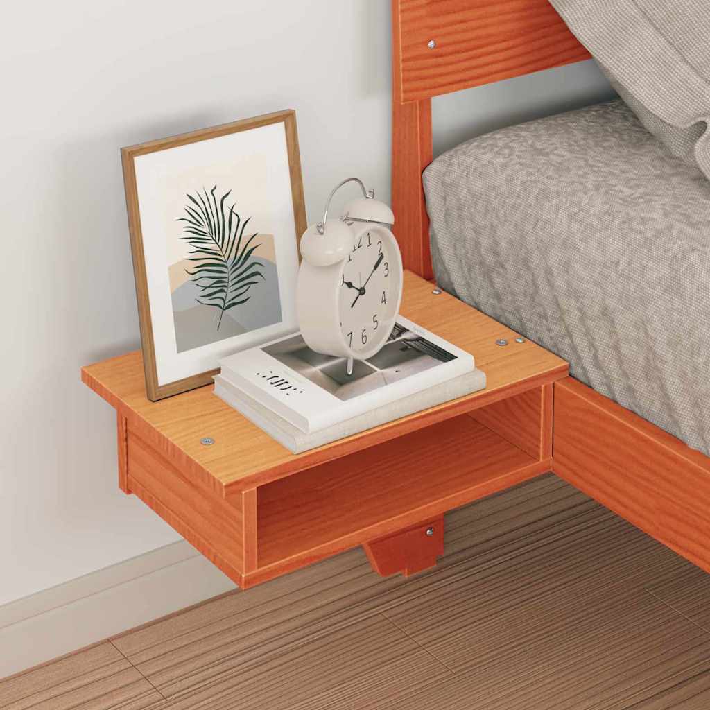 Cadre de lit avec tête de lit Brun cire 90 x 190 cm Pin massif - XIOS