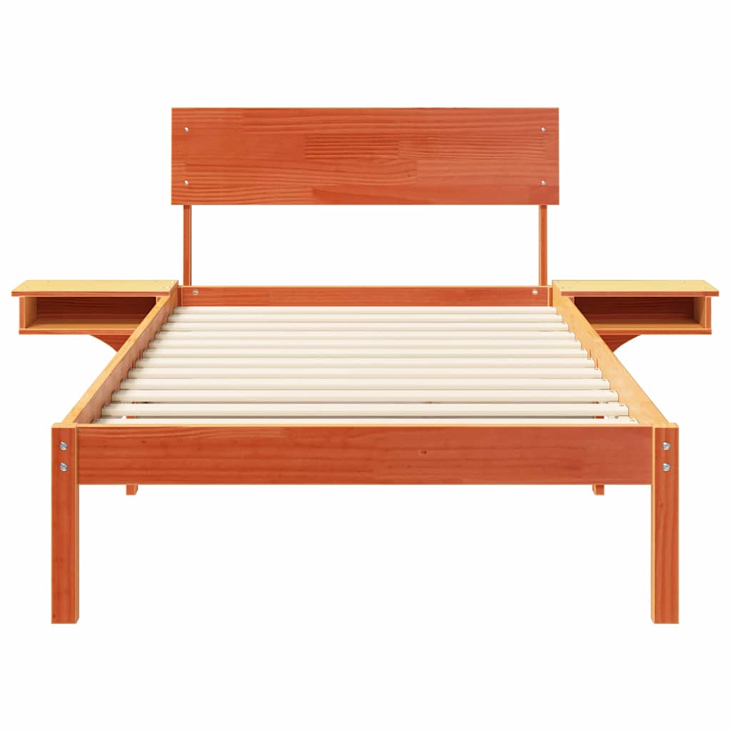 Cadre de lit avec tête de lit Brun cire 90 x 190 cm Pin massif - XIOS