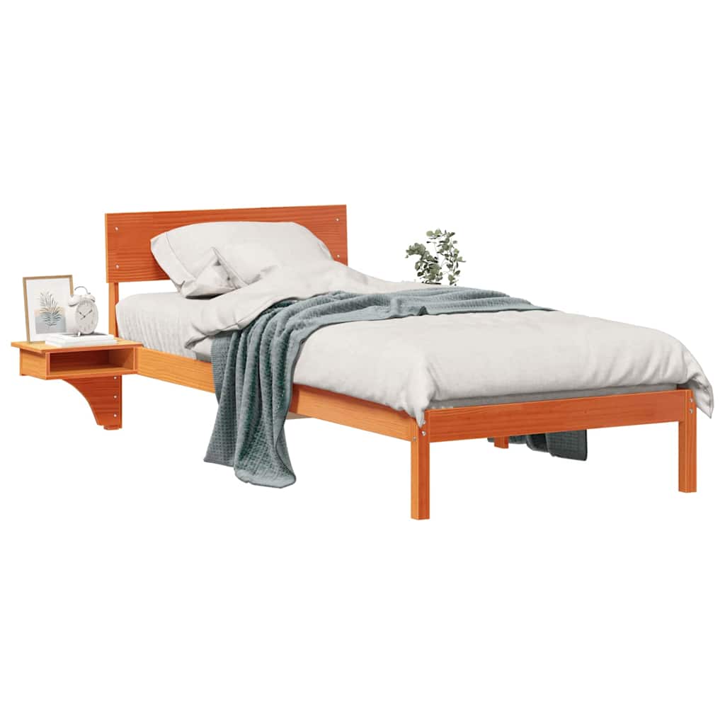 Cadre de lit avec tête de lit Brun cire 90 x 190 cm Pin massif - XIOS