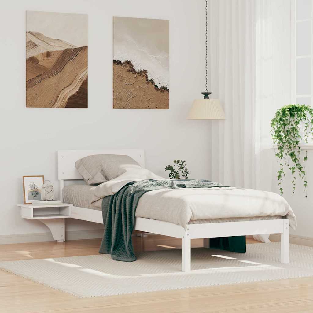 Cadre de lit avec tête de lit Blanc 75 x 190 cm Pin massif - XIOS