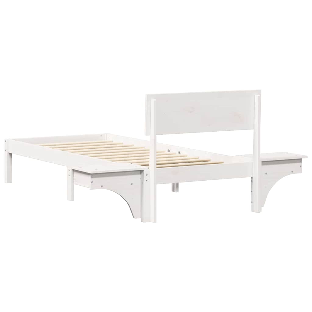 Cadre de lit avec tête de lit Blanc 75 x 190 cm Pin massif - XIOS
