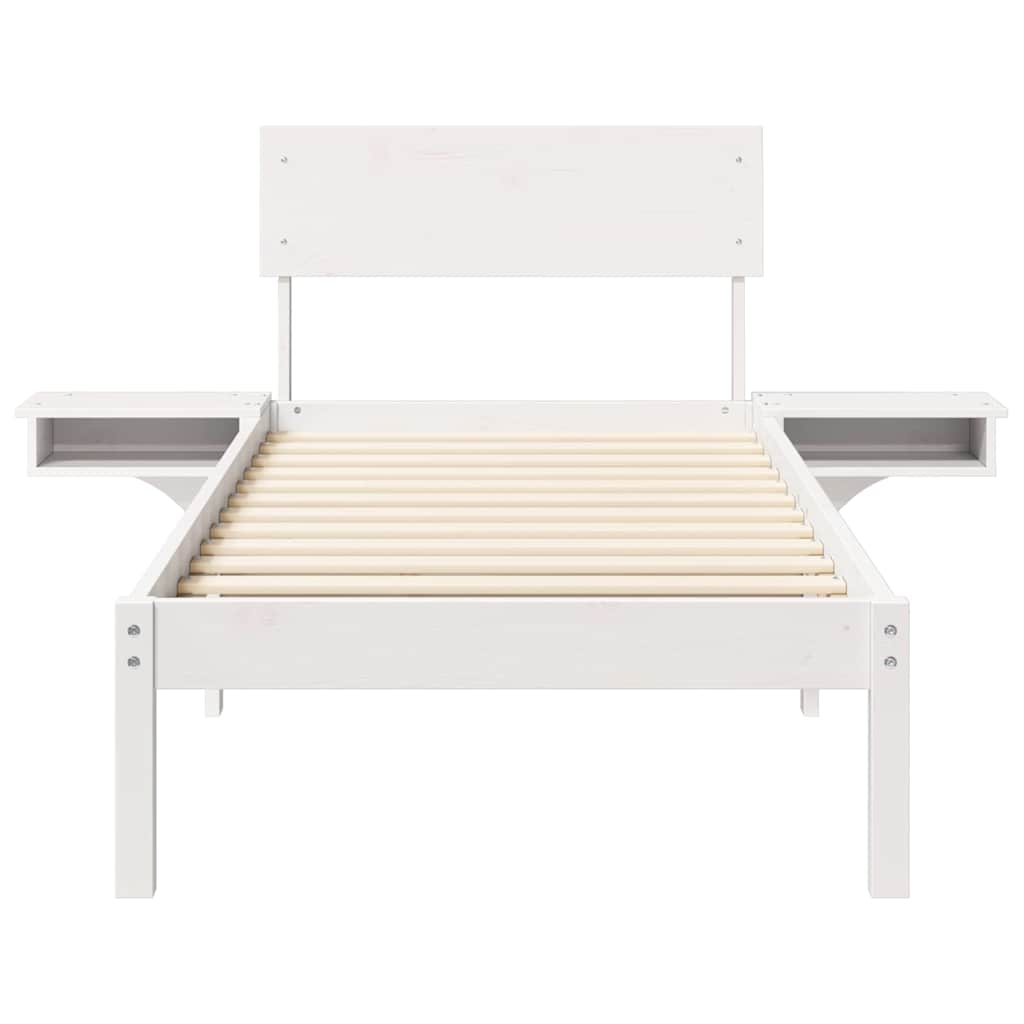 Cadre de lit avec tête de lit Blanc 75 x 190 cm Pin massif - XIOS