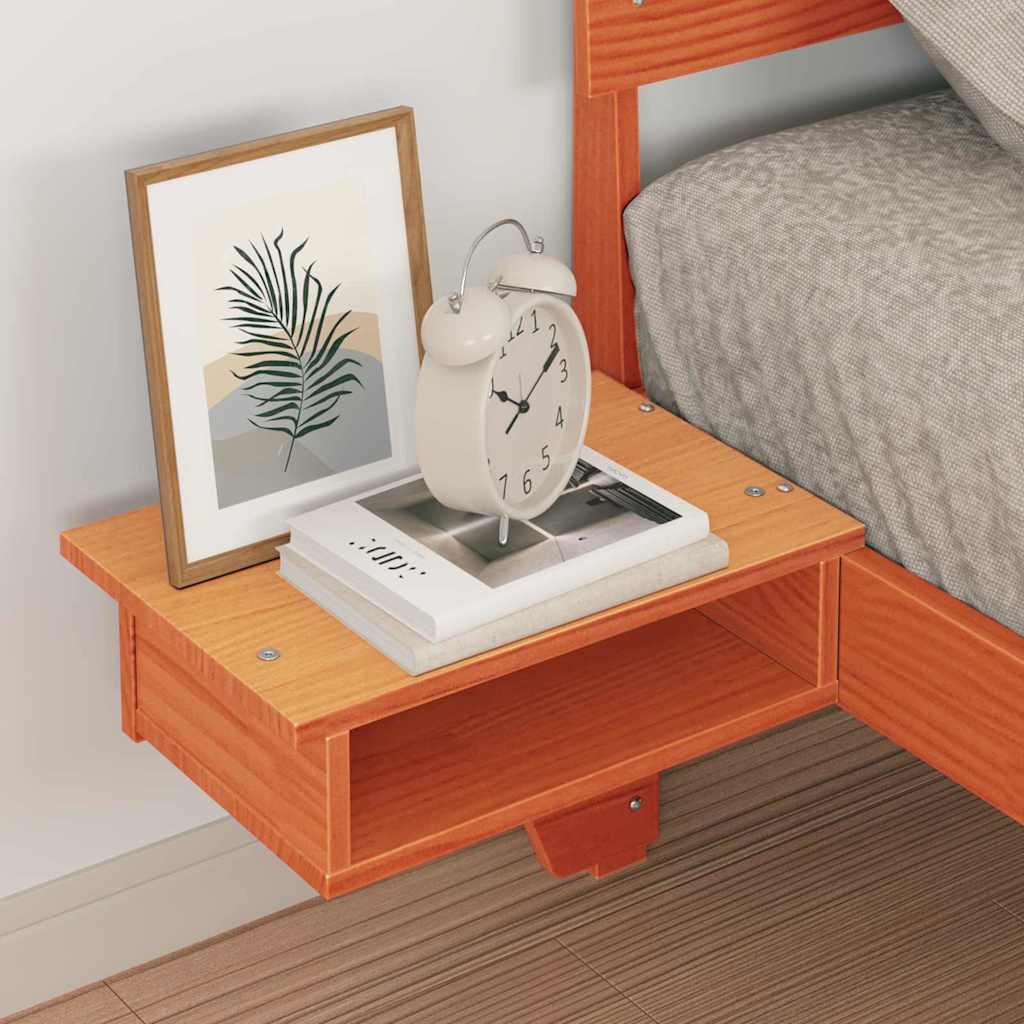 Cadre de lit avec tête de lit Brun cire 75 x 190 cm Pin massif - XIOS