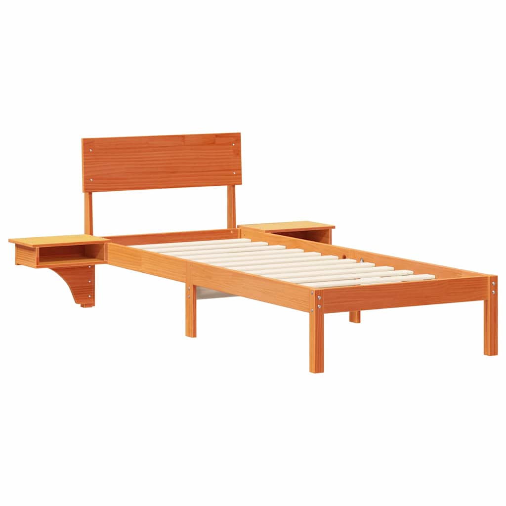 Cadre de lit avec tête de lit Brun cire 75 x 190 cm Pin massif - XIOS