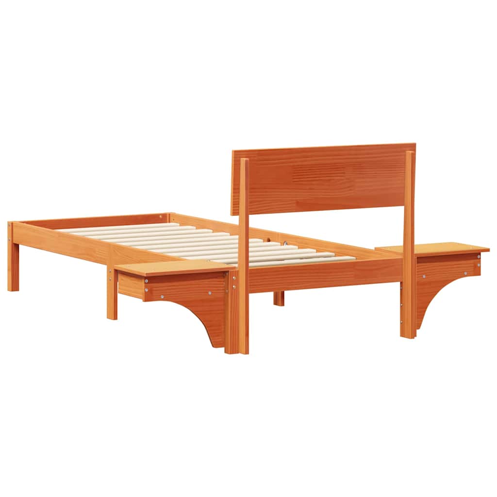 Cadre de lit avec tête de lit Brun cire 75 x 190 cm Pin massif - XIOS