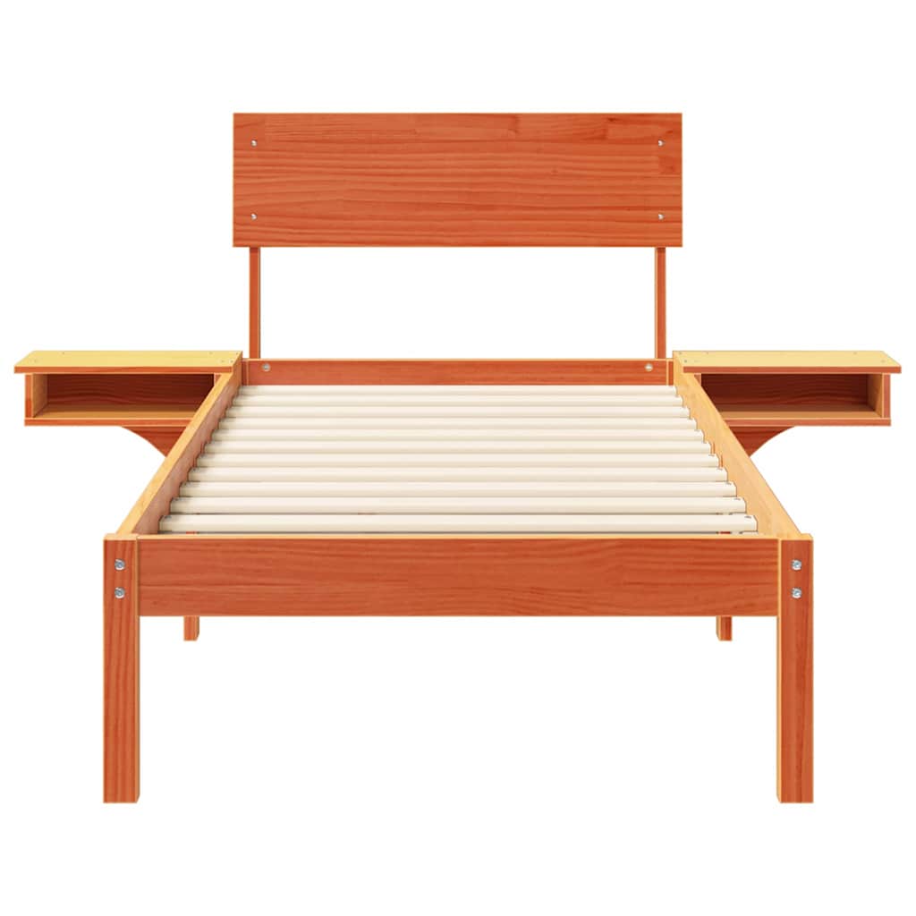 Cadre de lit avec tête de lit Brun cire 75 x 190 cm Pin massif - XIOS