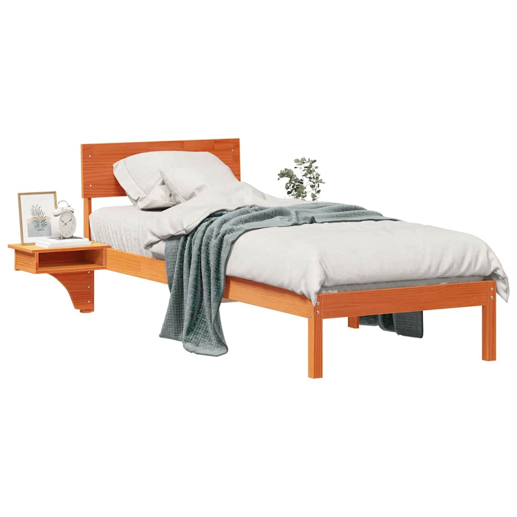Cadre de lit avec tête de lit Brun cire 75 x 190 cm Pin massif - XIOS