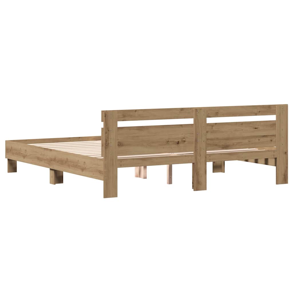 Cadre de lit avec tête de lit Chêne artisanal 203 x 185 x 70 cm - XIOS