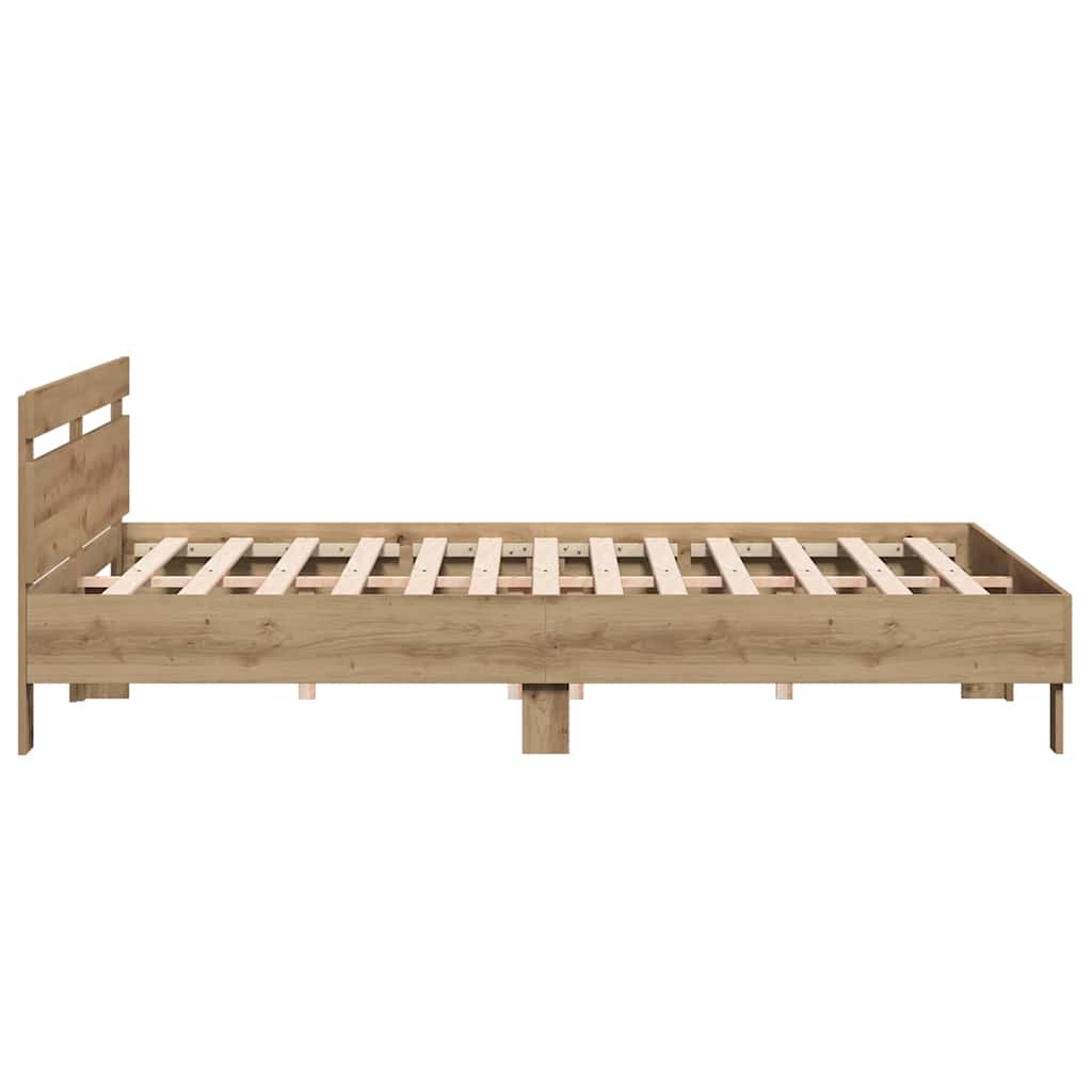Cadre de lit avec tête de lit Chêne artisanal 203 x 185 x 70 cm - XIOS
