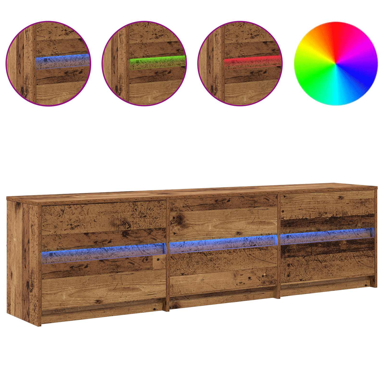 Unites TV 180 x 34 x 50 cm Bois Ancien Bois d'ingénierie