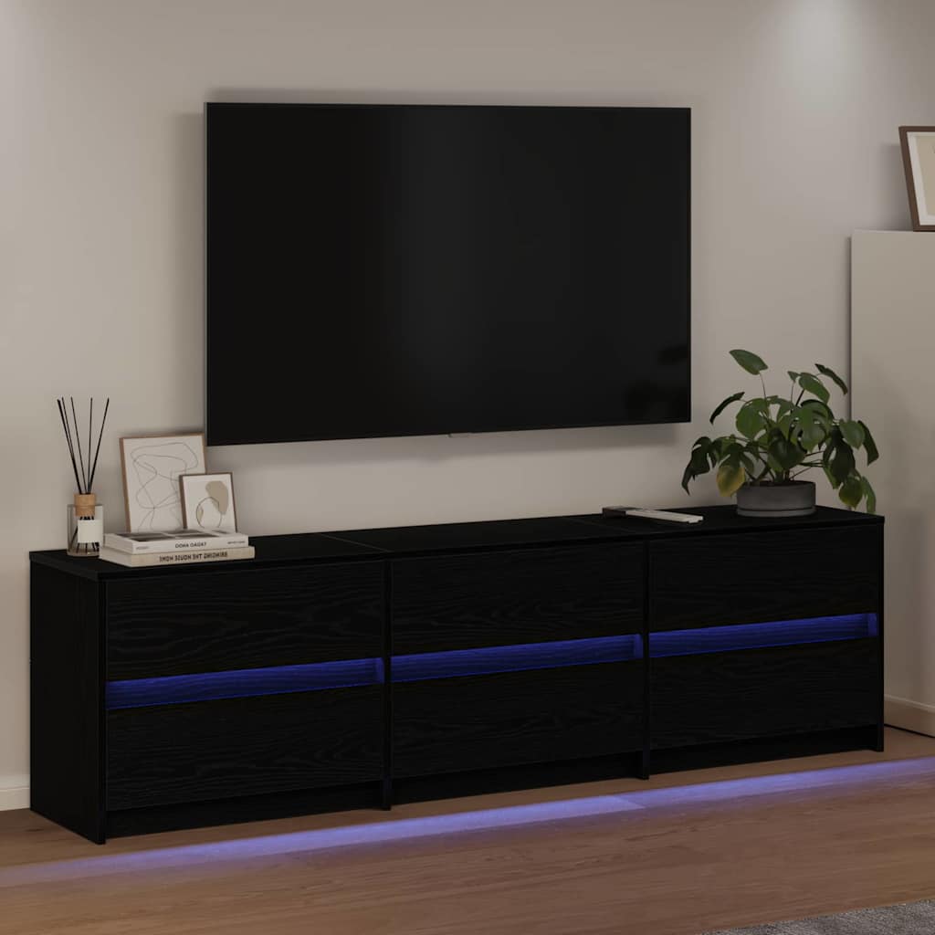 Unites TV 2 pcs Chêne noir 180 x 34 x 50 cm Bois d'ingénierie - XIOS