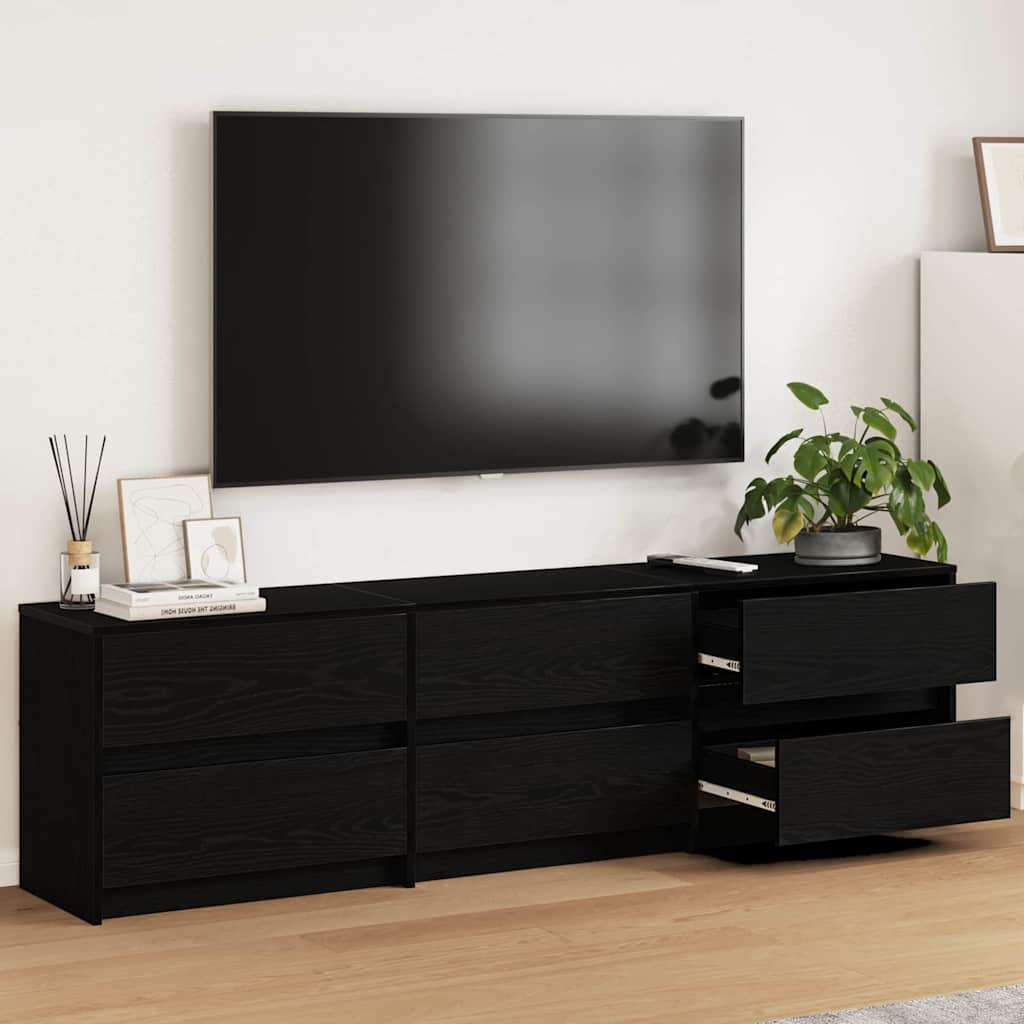 Unites TV 2 pcs Chêne noir 180 x 34 x 50 cm Bois d'ingénierie - XIOS