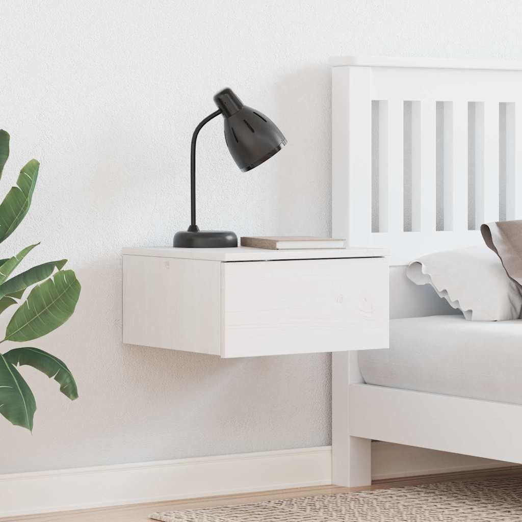 Table de chevet Blanc 37 x 35 x 18,5 cm Bois massif en pin