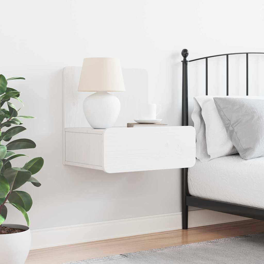 Table de chevet Blanc 44 x 32,5 x 40 cm Bois massif en pin