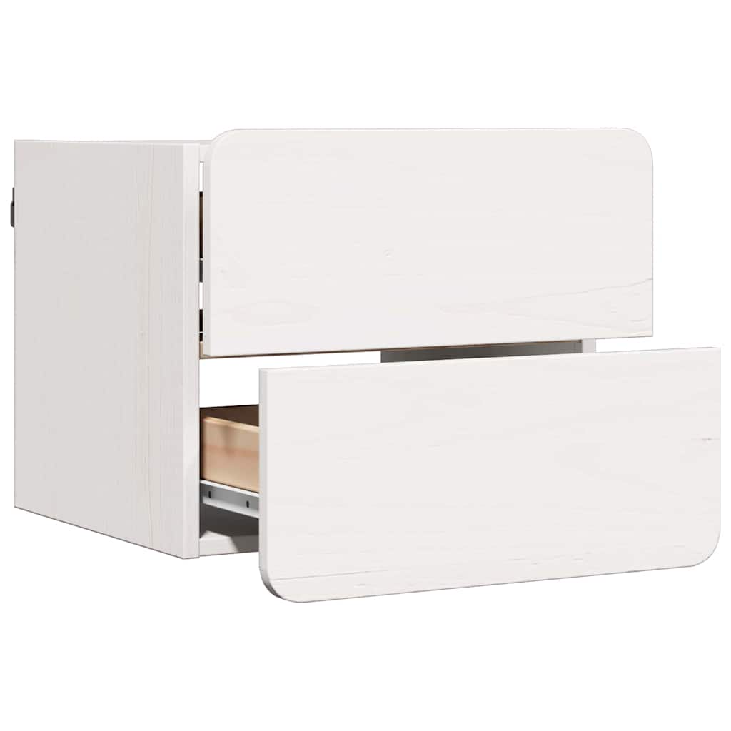 Table de chevet Blanc 39 x 34 x 33 cm Bois de pin massif - XIOS