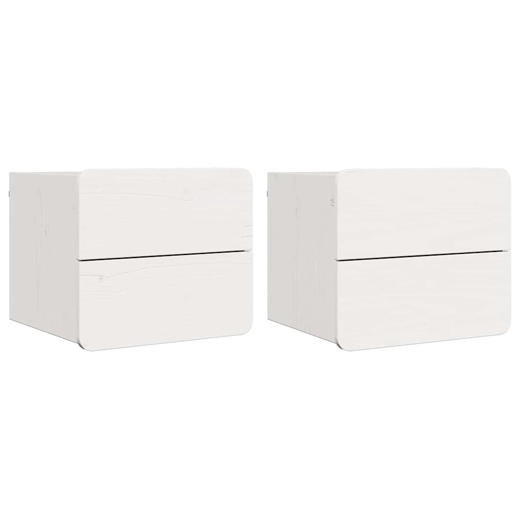 Table de chevet 2 pcs Blanc 39 x 34 x 33 cm Bois de pin massif - XIOS