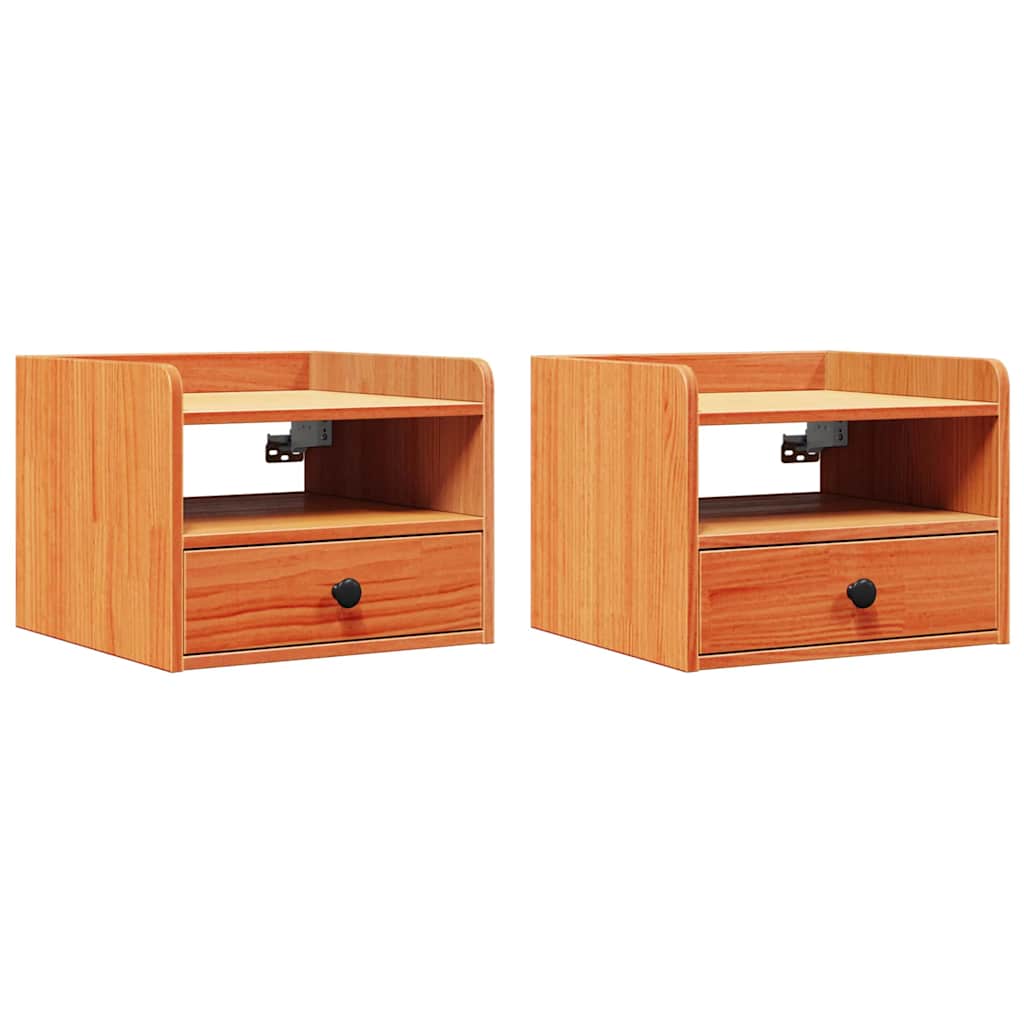 Table de chevet avec tiroir 2 pcs Brun cire 38 x 36 x 29,5 cm - XIOS