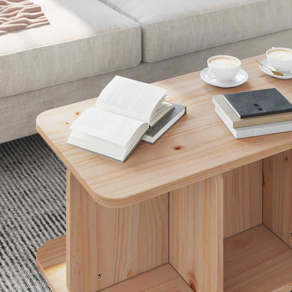 Table basse Naturel 80 x 39,5 x 33,5 cm Bois massif en pin - XIOS