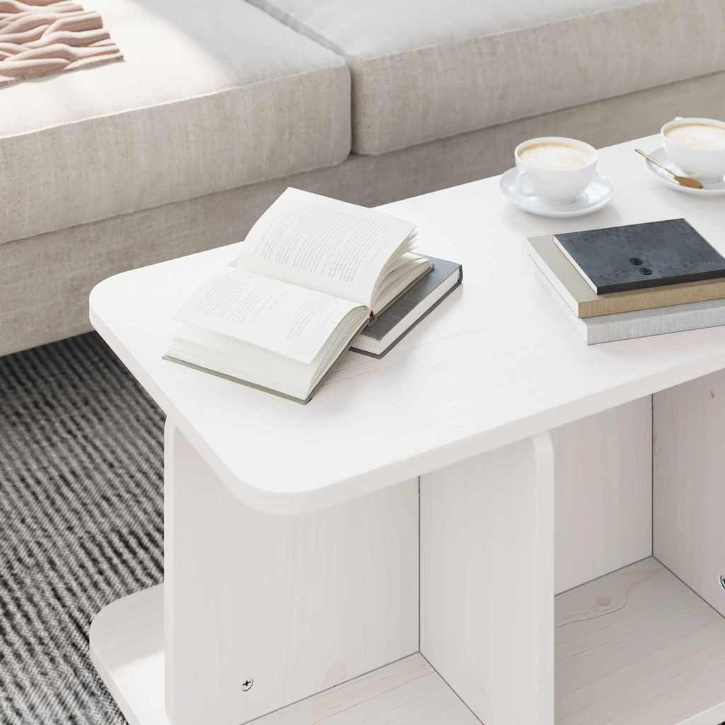 Table basse Blanc 80 x 39,5 x 33,5 cm Bois massif en pin - XIOS