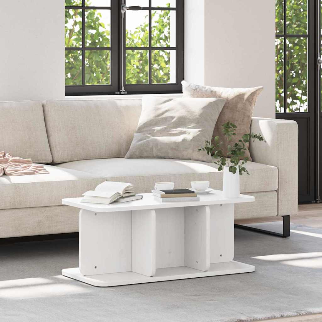 Table basse Blanc 80 x 39,5 x 33,5 cm Bois massif en pin - XIOS