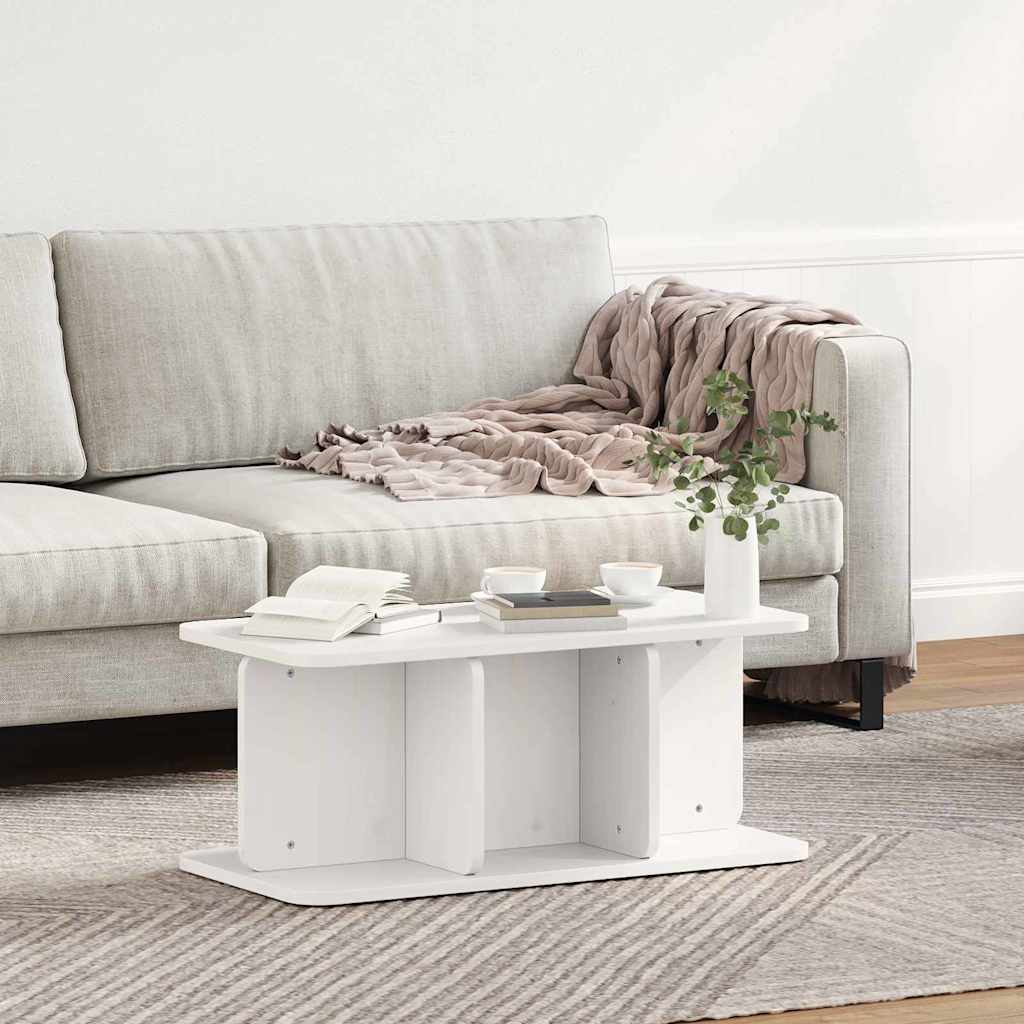 Table basse Blanc 80 x 39,5 x 33,5 cm Bois massif en pin - XIOS