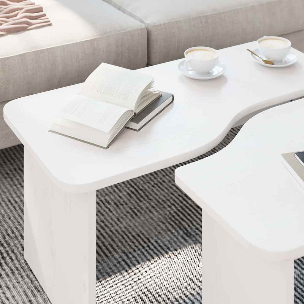 Table basse 2 pcs Blanc Bois massif en pin - XIOS