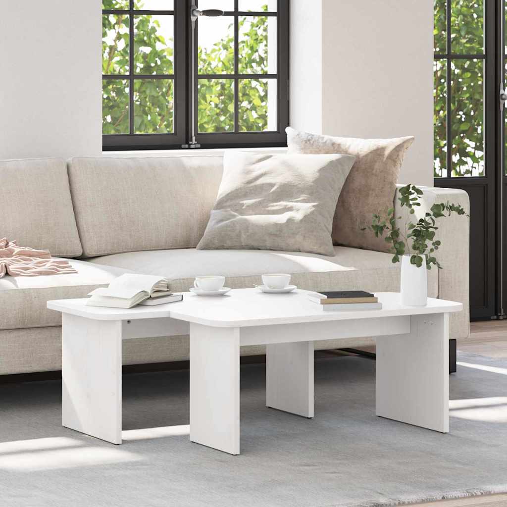 Table basse 2 pcs Blanc Bois massif en pin - XIOS