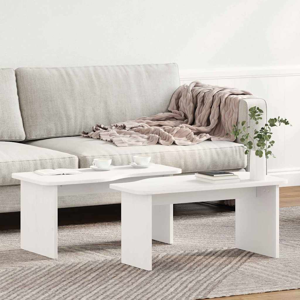 Table basse 2 pcs Blanc Bois massif en pin - XIOS