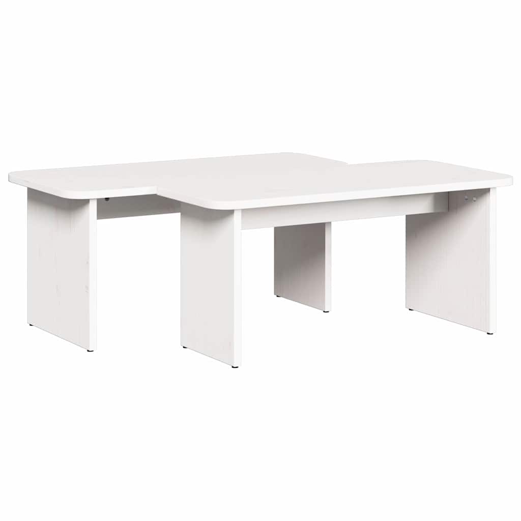 Table basse 2 pcs Blanc Bois massif en pin - XIOS