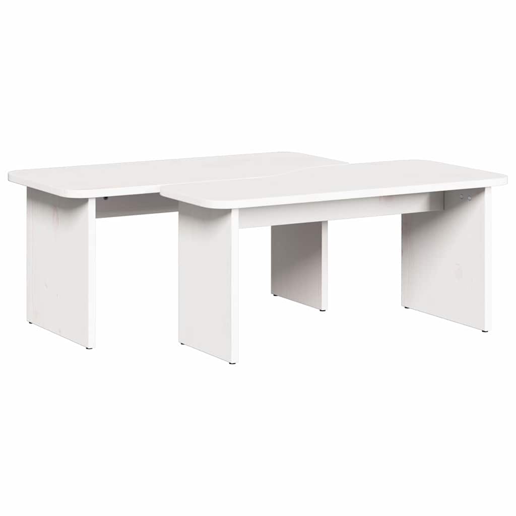 Table basse 2 pcs Blanc Bois massif en pin - XIOS