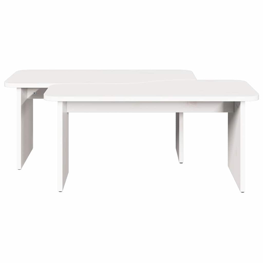 Table basse 2 pcs Blanc Bois massif en pin - XIOS