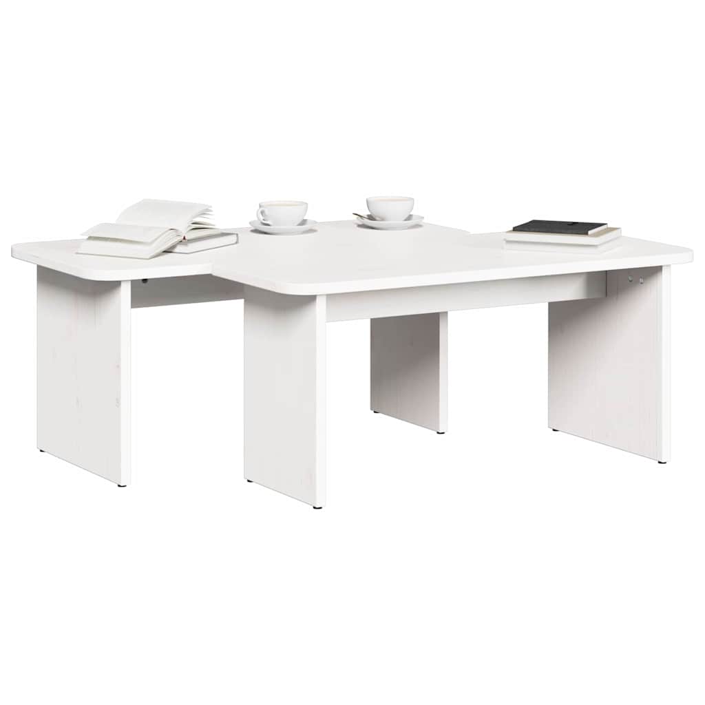 Table basse 2 pcs Blanc Bois massif en pin - XIOS
