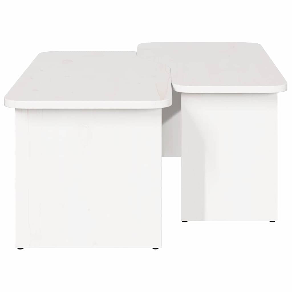 Table basse 2 pcs Blanc Bois massif en pin - XIOS