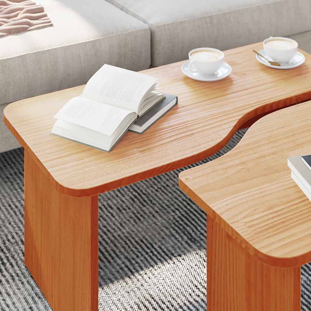 Table basse 2 pcs Brun cire Bois massif en pin - XIOS