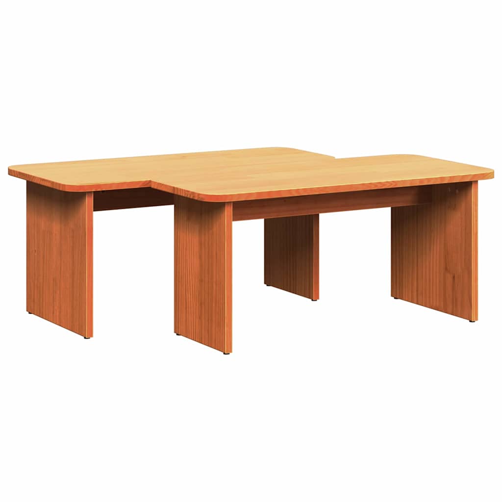 Table basse 2 pcs Brun cire Bois massif en pin - XIOS