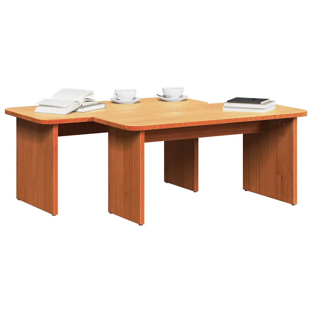 Table basse 2 pcs Brun cire Bois massif en pin - XIOS