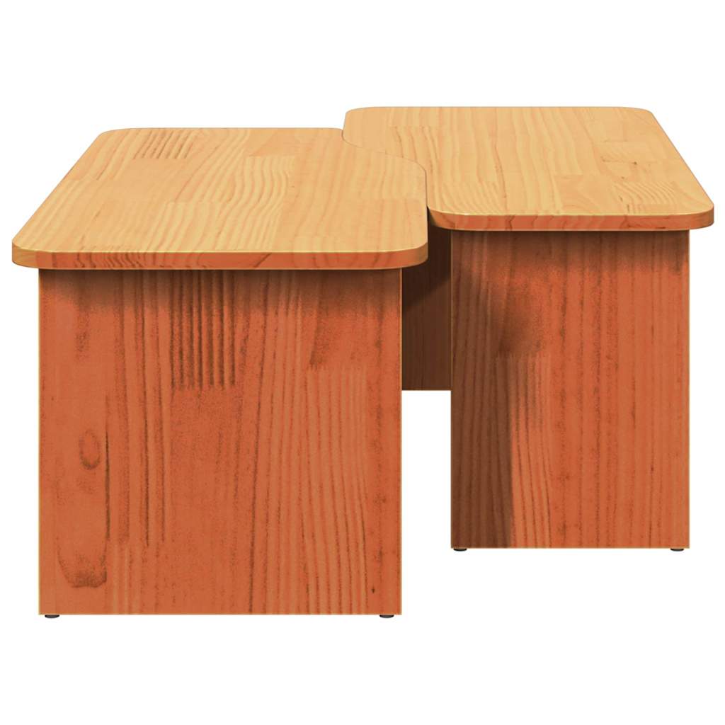 Table basse 2 pcs Brun cire Bois massif en pin - XIOS