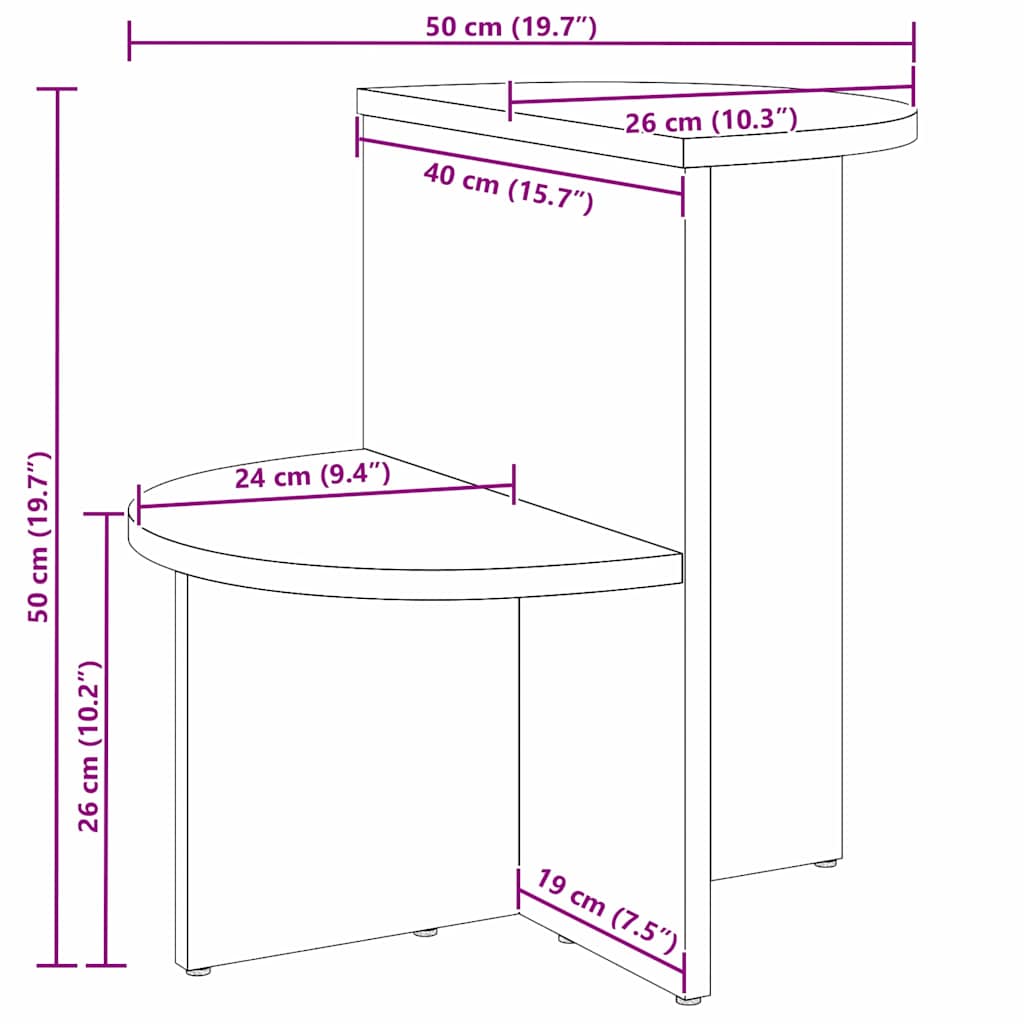 Table d'appoint Blanc 50 x 40 x 50 cm Bois massif en pin - XIOS