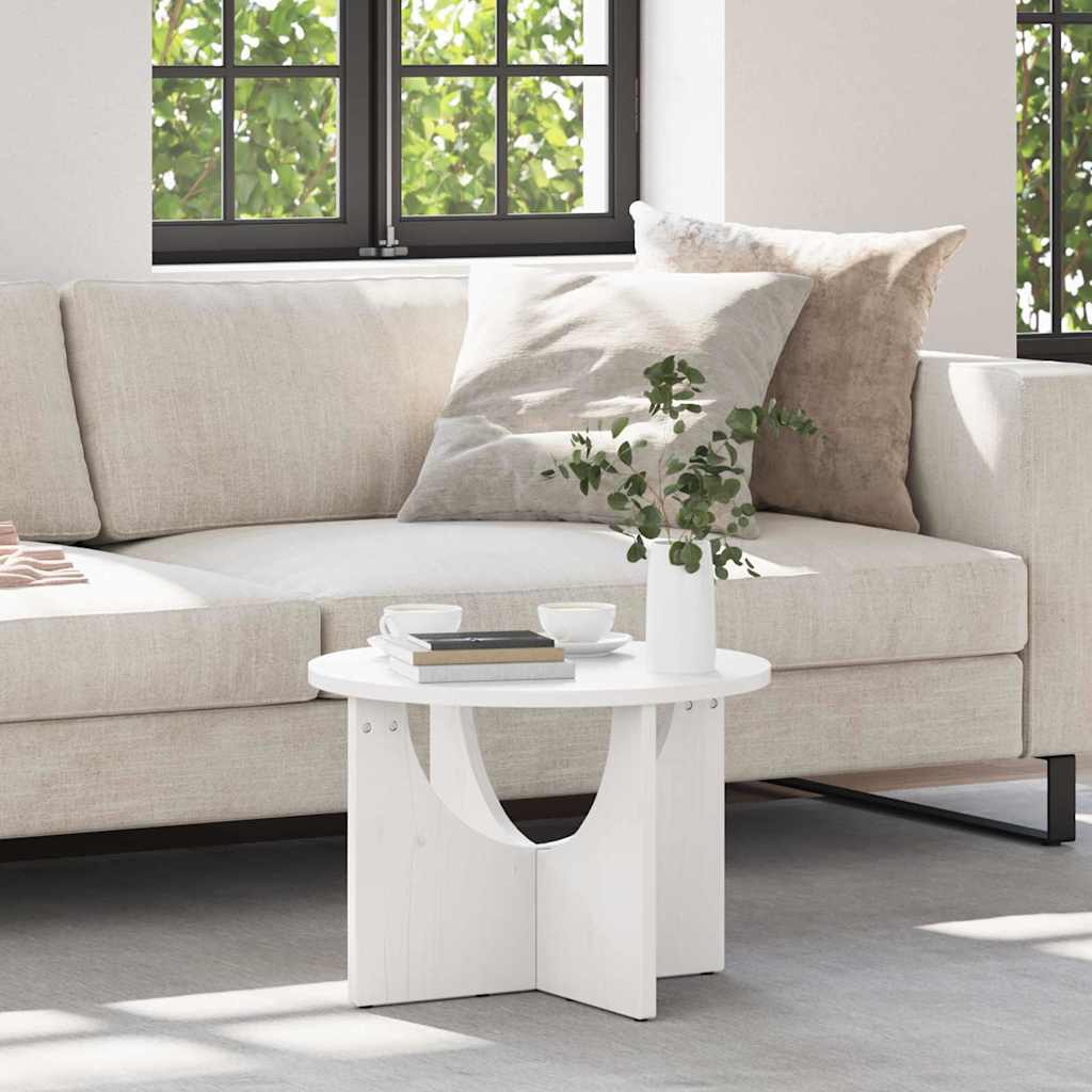 Table basse Blanc 50 x 50 x 35 cm Bois massif en pin - XIOS