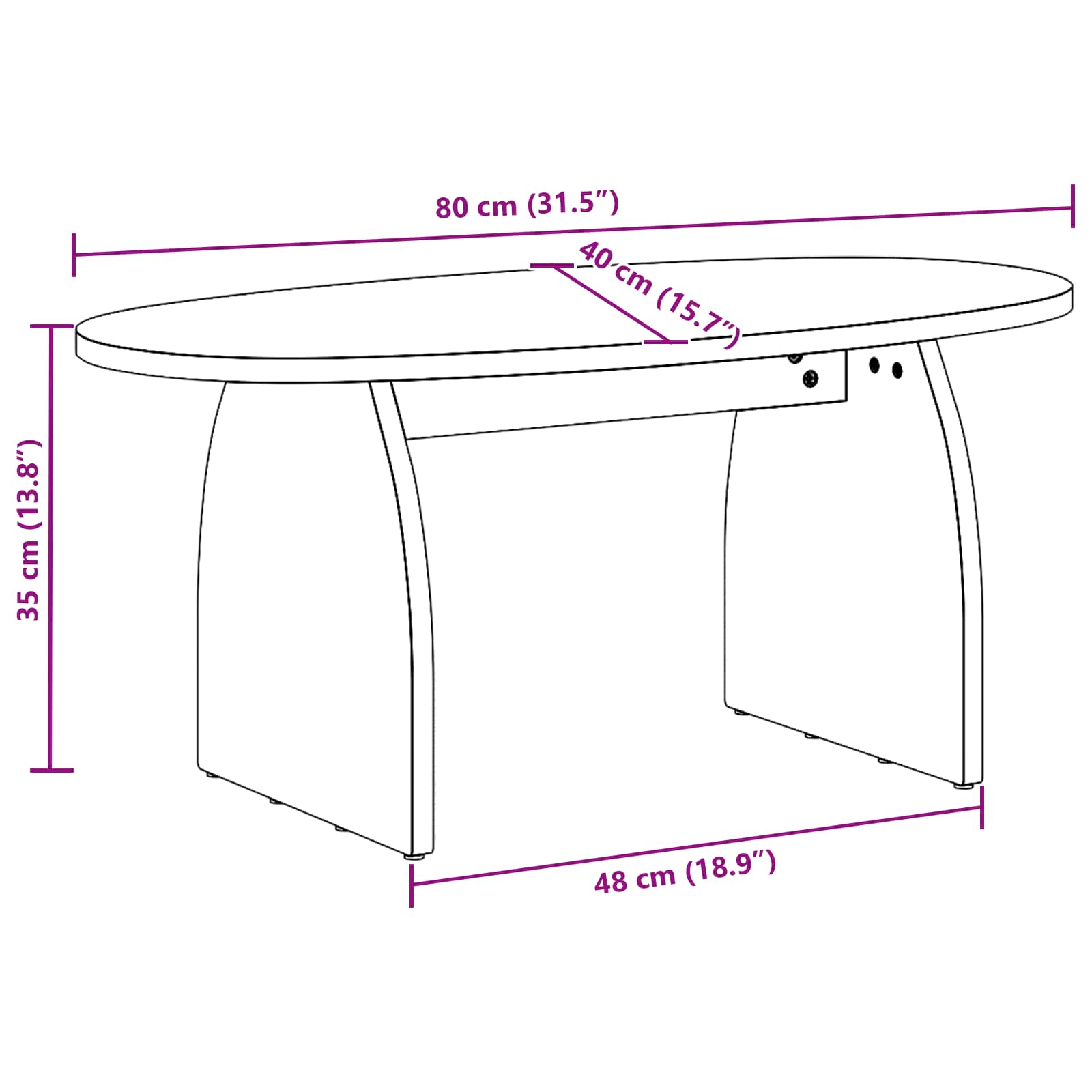 Table basse Marron 80 x 40 x 35 cm Pin massif - XIOS