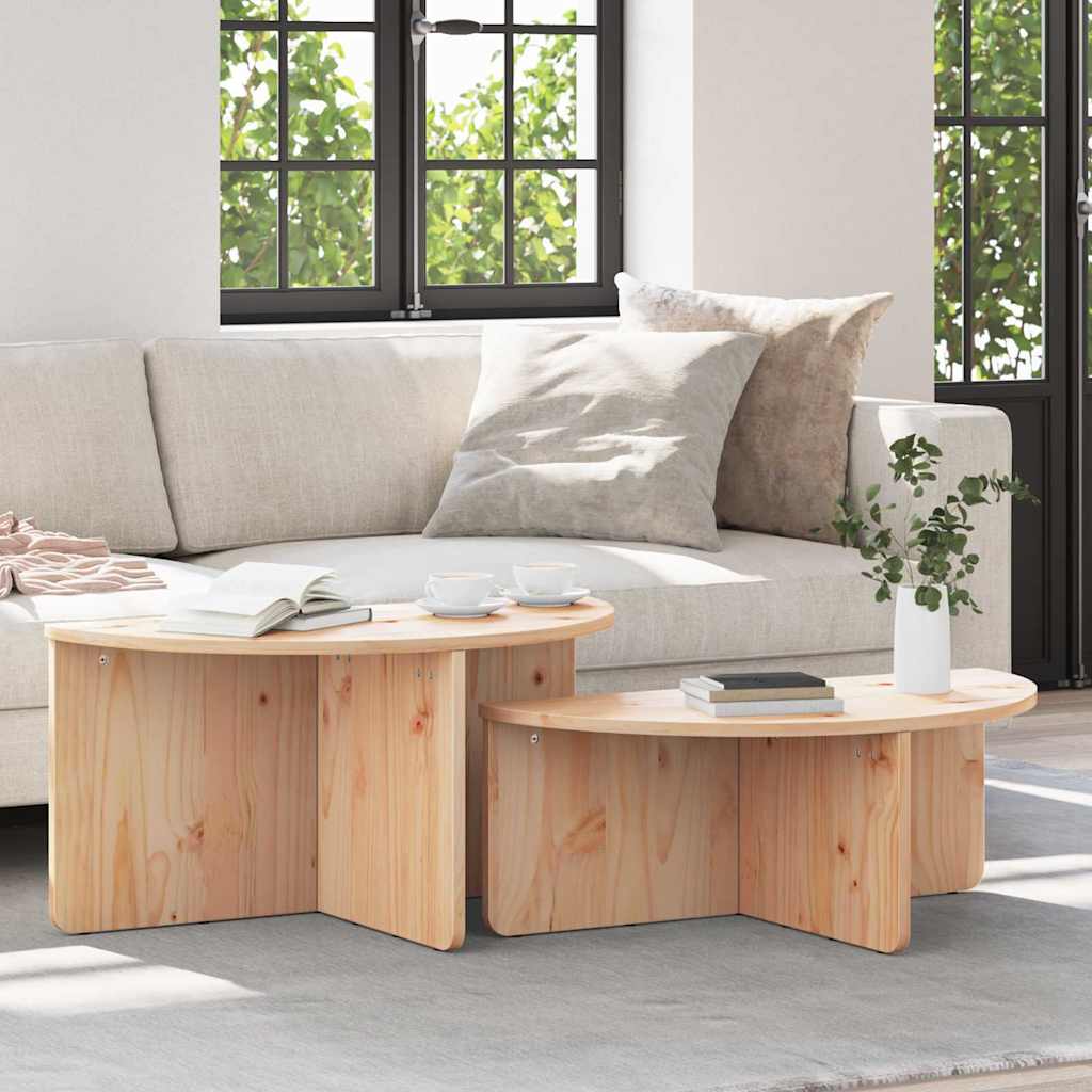 Table basse 2 pcs Naturel 79 x 39,5 x 40 cm Bois massif en pin - XIOS
