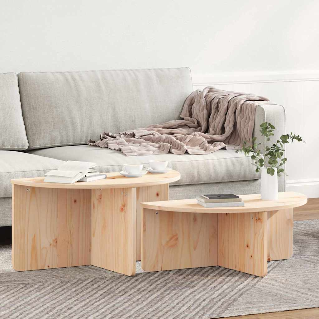 Table basse 2 pcs Naturel 79 x 39,5 x 40 cm Bois massif en pin - XIOS
