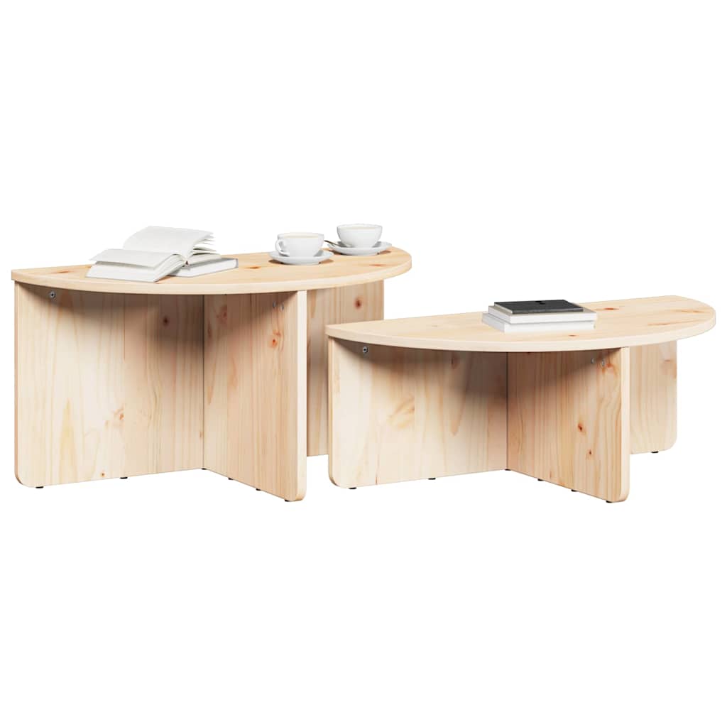 Table basse 2 pcs Naturel 79 x 39,5 x 40 cm Bois massif en pin - XIOS